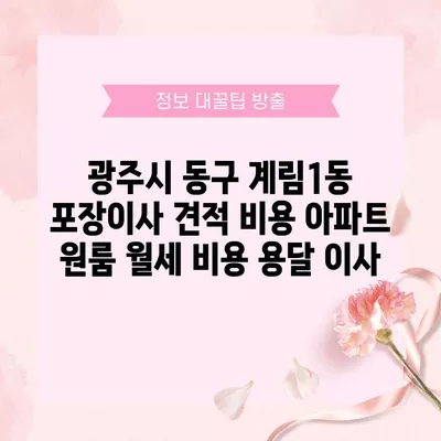 광주시 동구 계림1동 포장이사 견적 비용 아파트 원룸 월세 비용 용달 이사