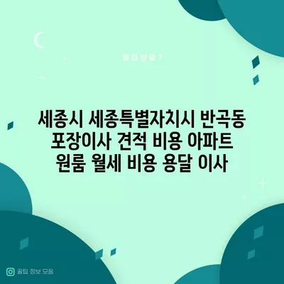 세종시 세종특별자치시 반곡동 포장이사 견적 비용 아파트 원룸 월세 비용 용달 이사