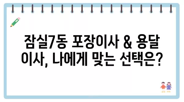 서울시 송파구 잠실7동 포장이사 견적 비용 아파트 원룸 월세 비용 용달 이사