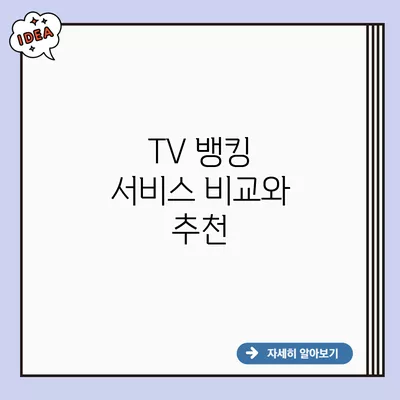 TV 뱅킹 서비스 비교와 추천