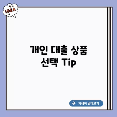 개인 대출 상품 선택 Tip