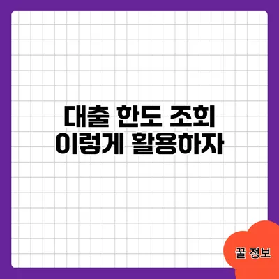 대출 한도 조회 이렇게 활용하자