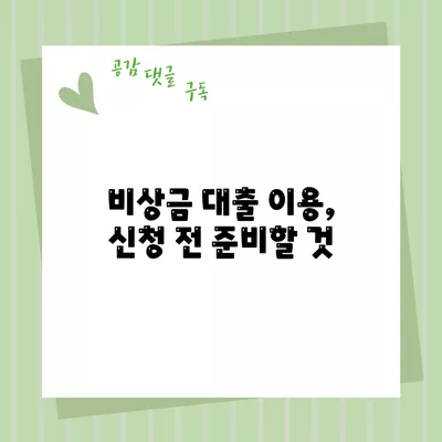 비상금 대출 이용, 신청 전 준비할 것