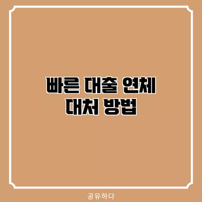 빠른 대출 연체 대처 방법