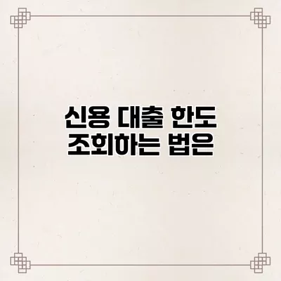 신용 대출 한도 조회하는 법은