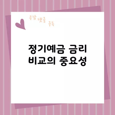 정기예금 금리 비교의 중요성