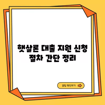 햇살론 대출 지원 신청 절차 간단 정리