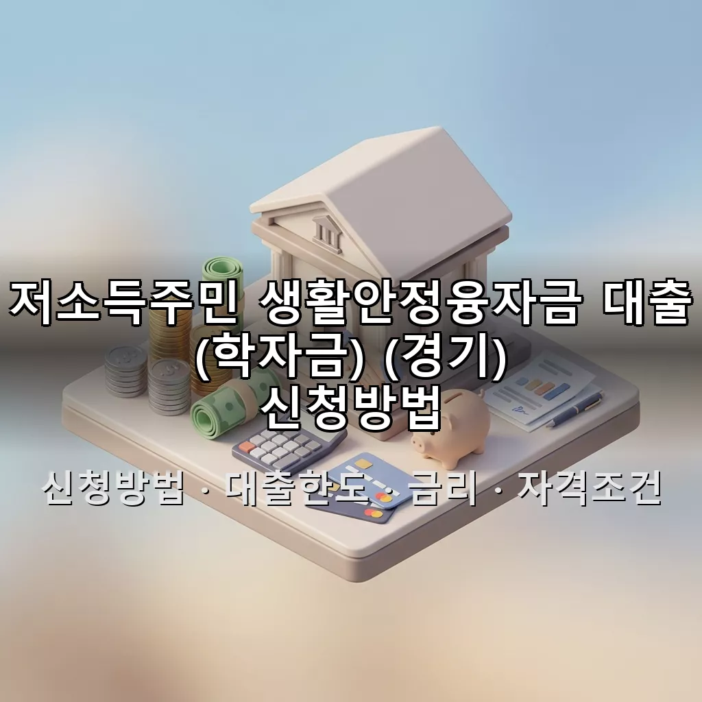 저소득주민 생활안정융자금 대출 (학자금) (경기) 신청방법 대출한도 금리 자격조건 총정리